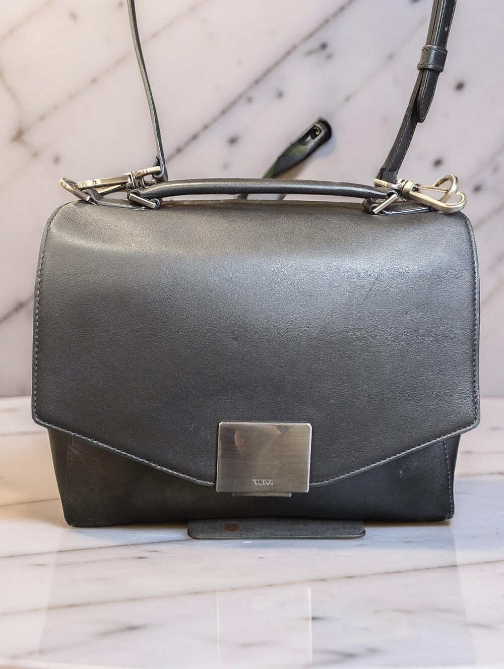 TUMI Mariella Maya Black Leather Crossbody Bag - EUC